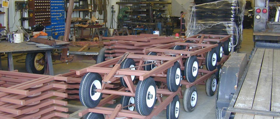 Four-wheel steel carts custom made for the State of Tennessee Department of Corrections.